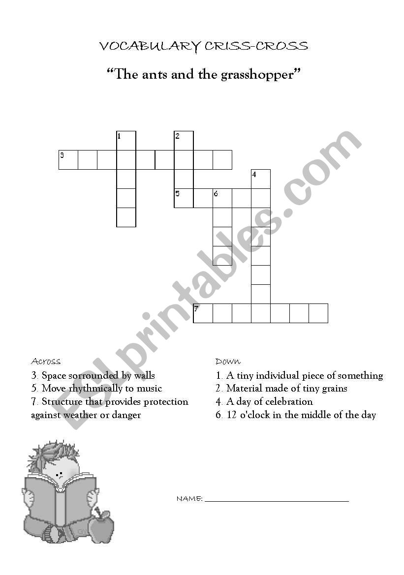 Reading Criss cross worksheet