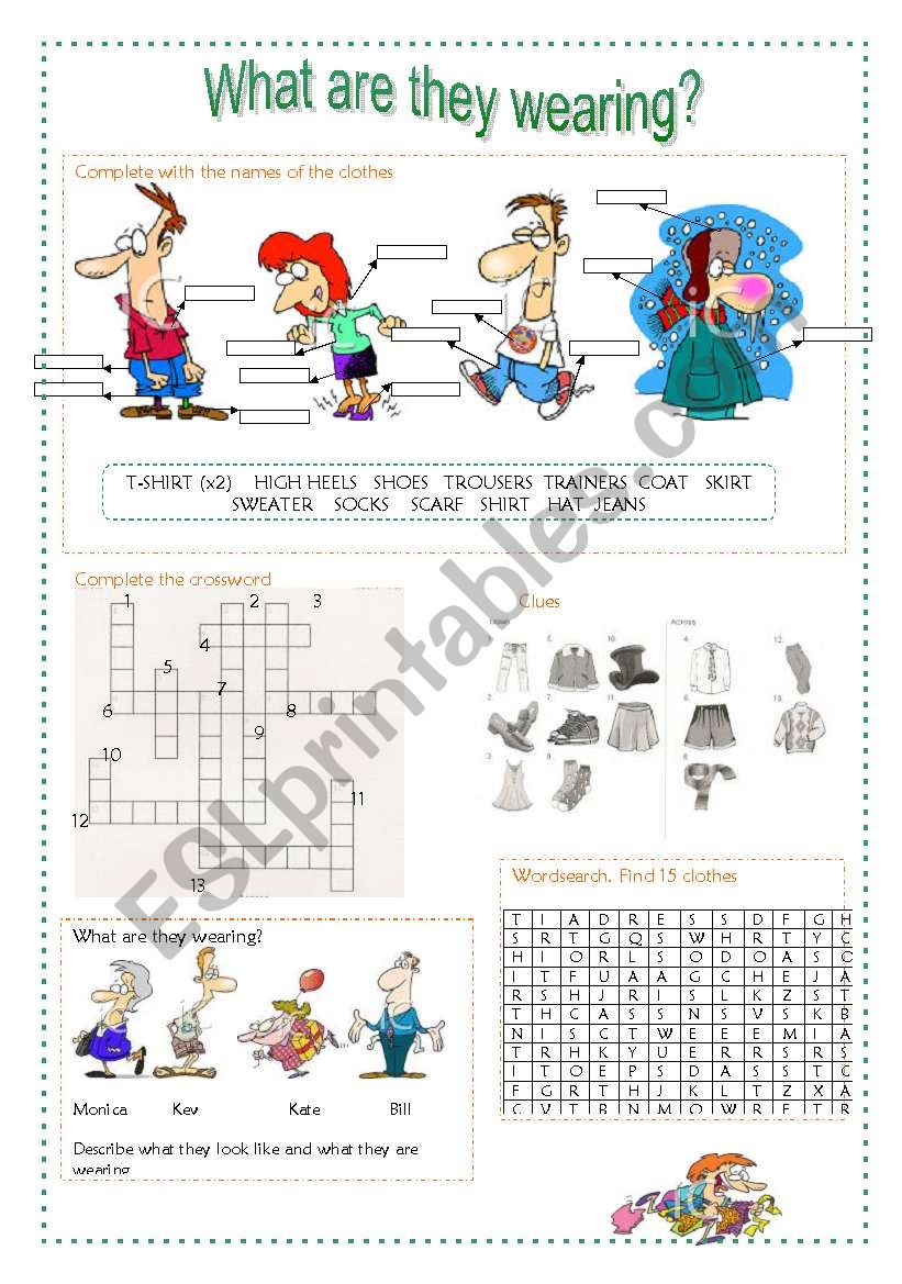 What are they wearing? worksheet