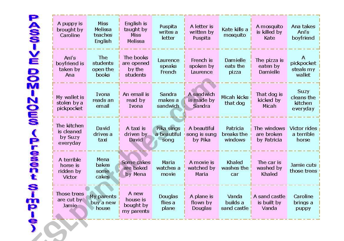 Passive Domino-Present Simple worksheet