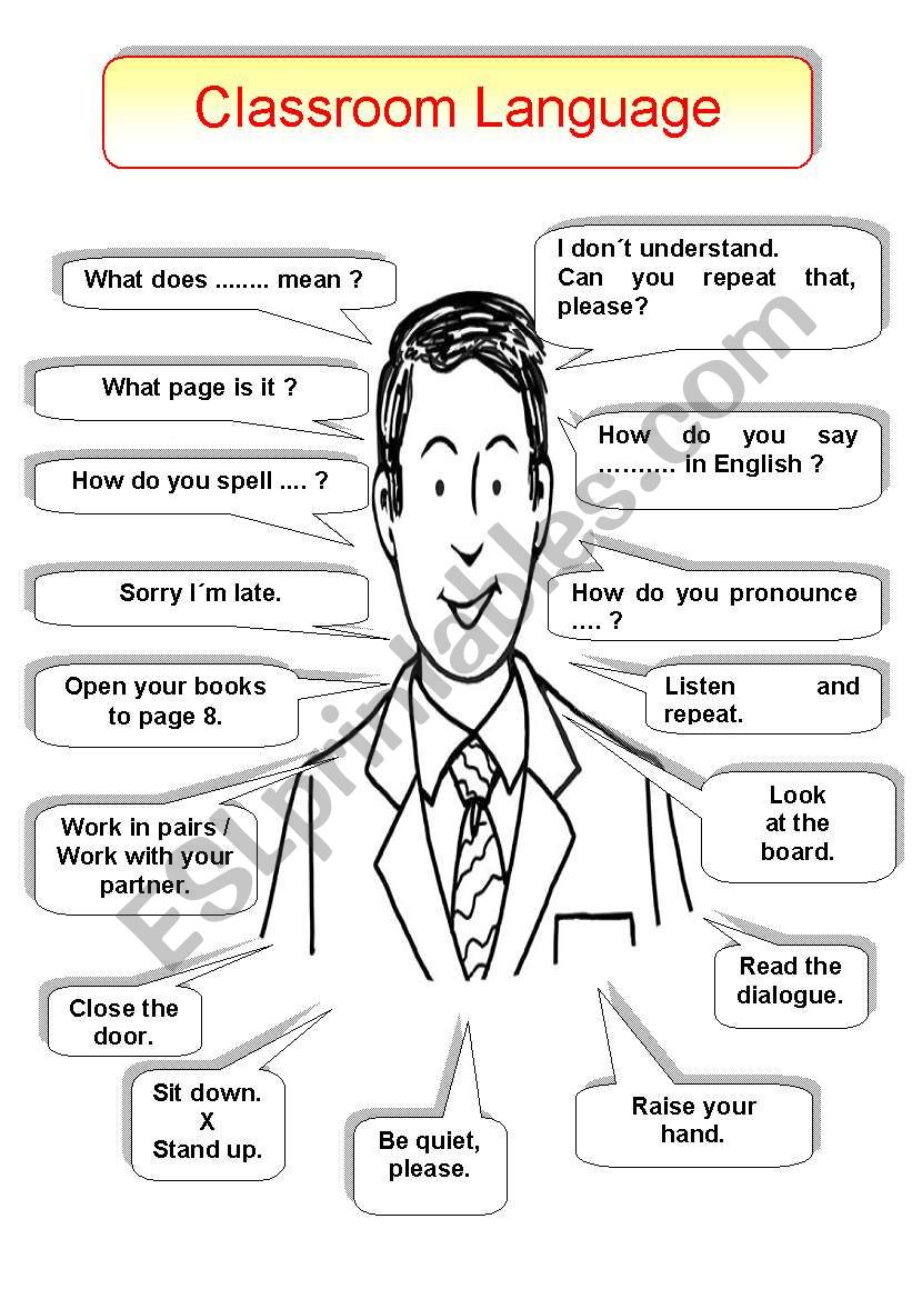 Classroom Language worksheet