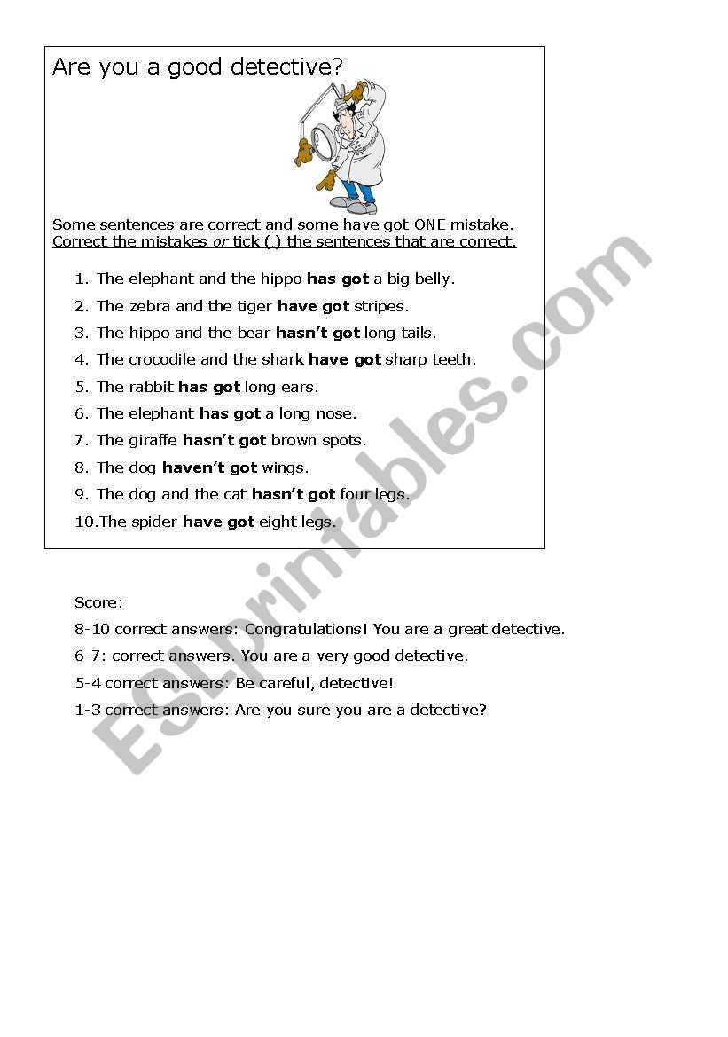 Are you a good detective? worksheet