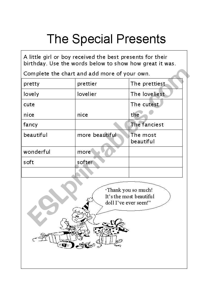 The Special Presents worksheet