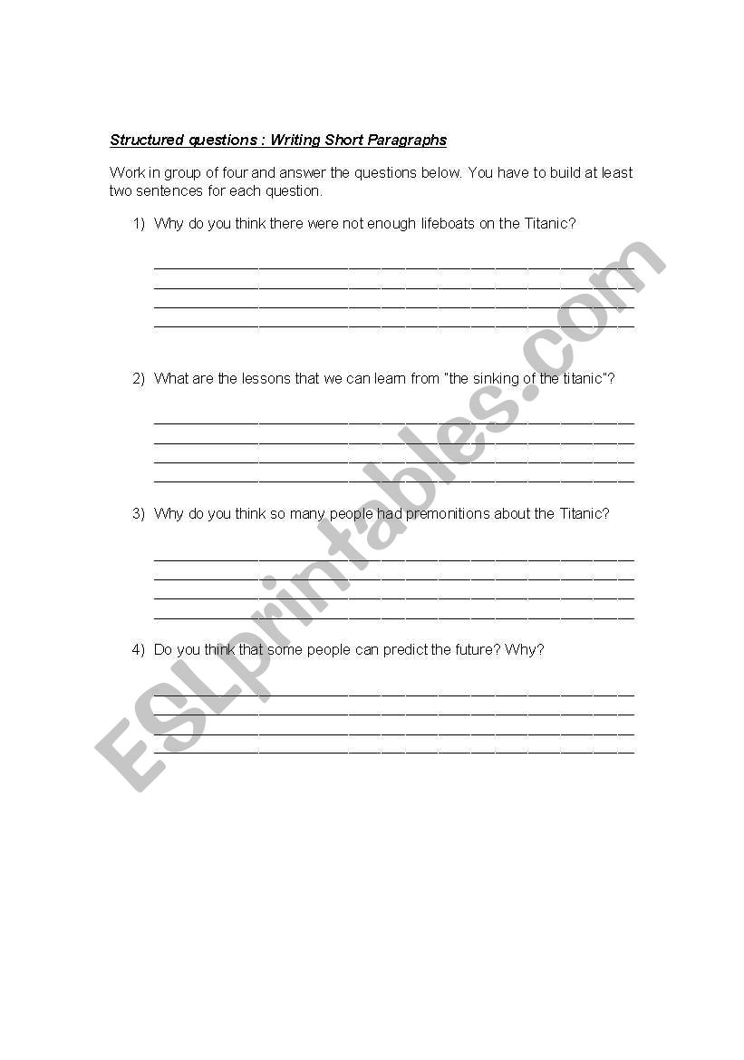 Structured questions worksheet