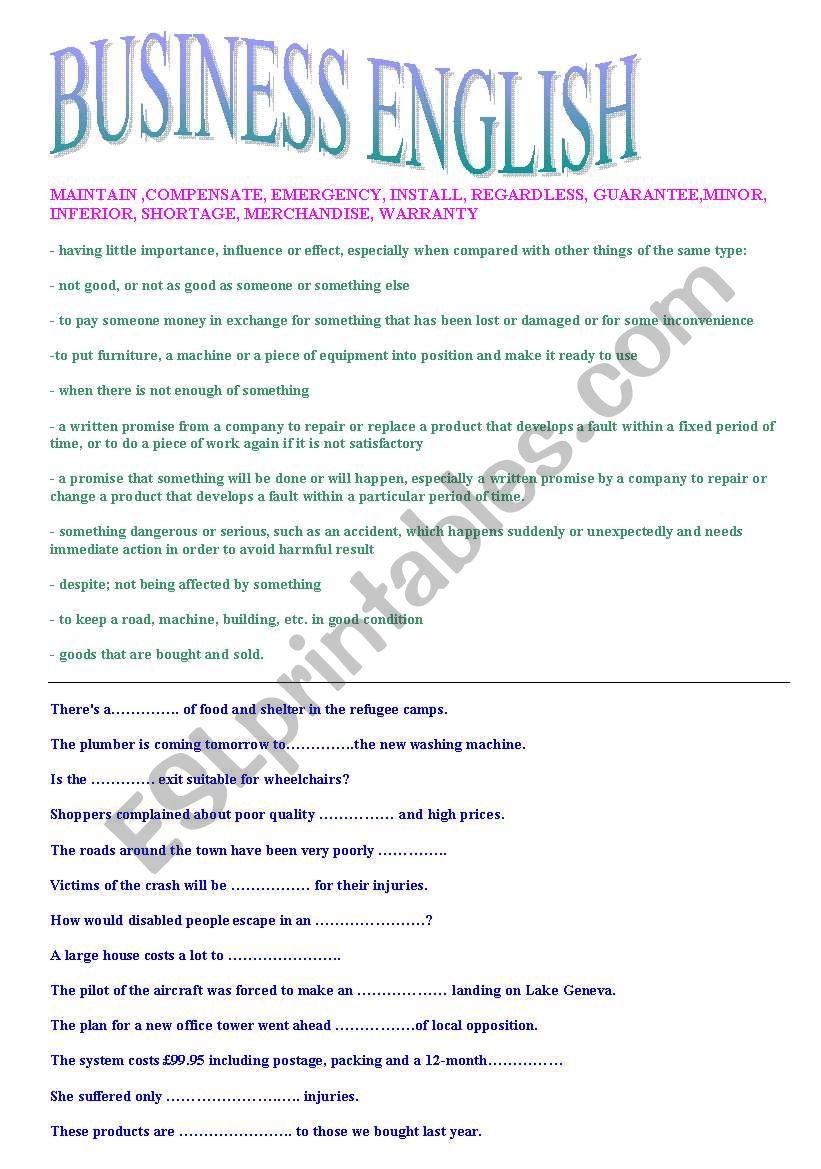 Business English+ KEY worksheet