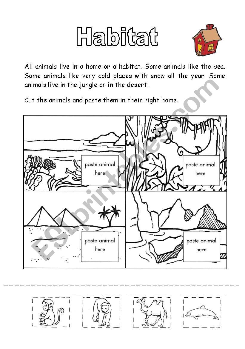 Animal homes worksheet