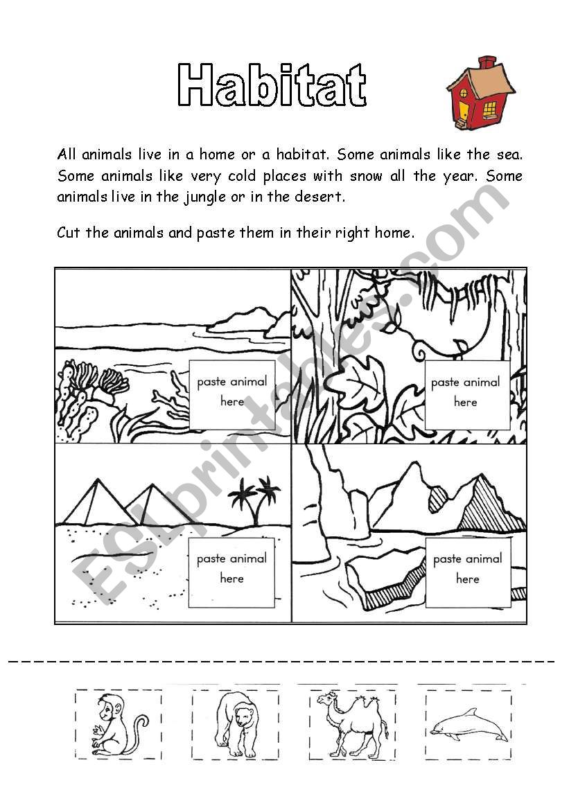 Animal homes worksheet