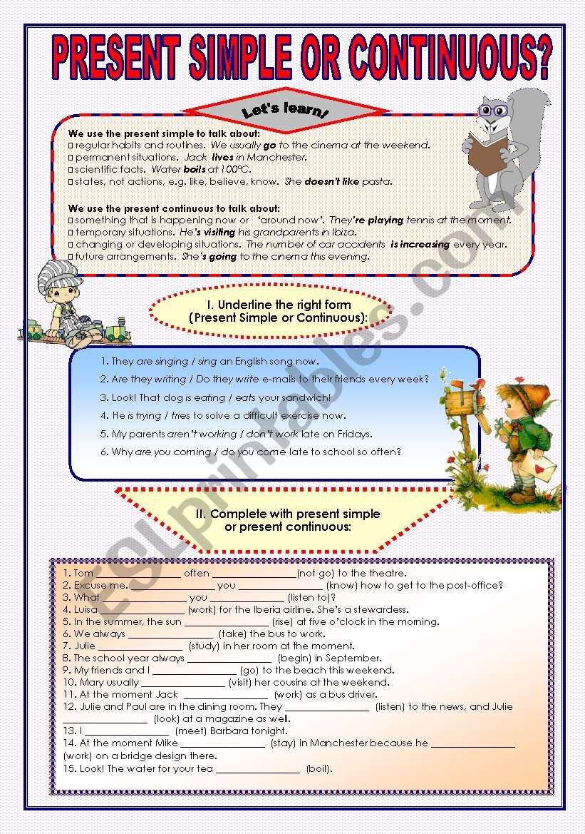 Present simple or Present Continuous? 2 pages + KEY