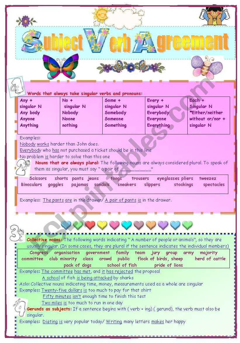 subject verb agreement 2 worksheet