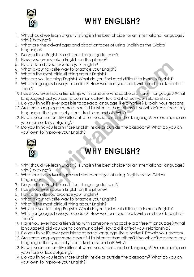 WHY ENGLISH? worksheet