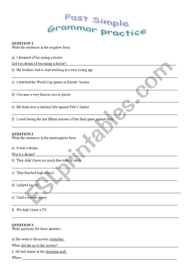 Past Simple worksheet