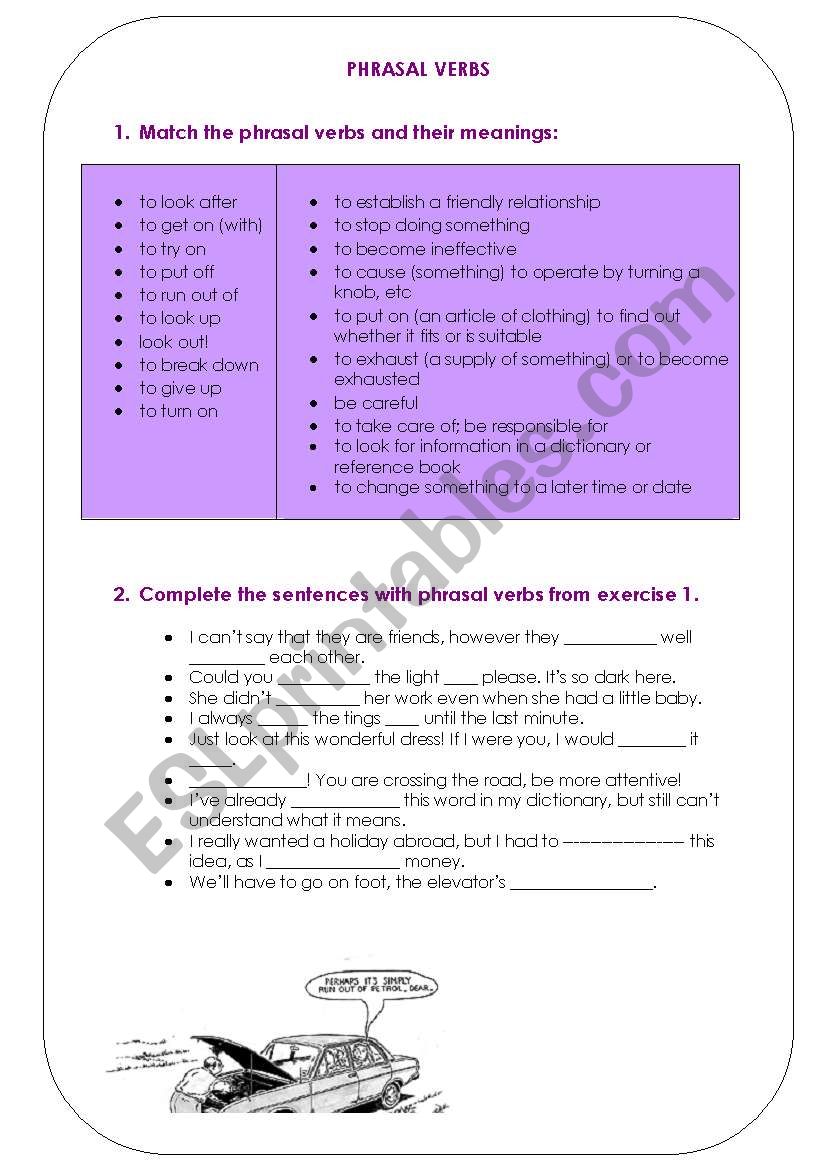 Phrasal Verbs worksheet