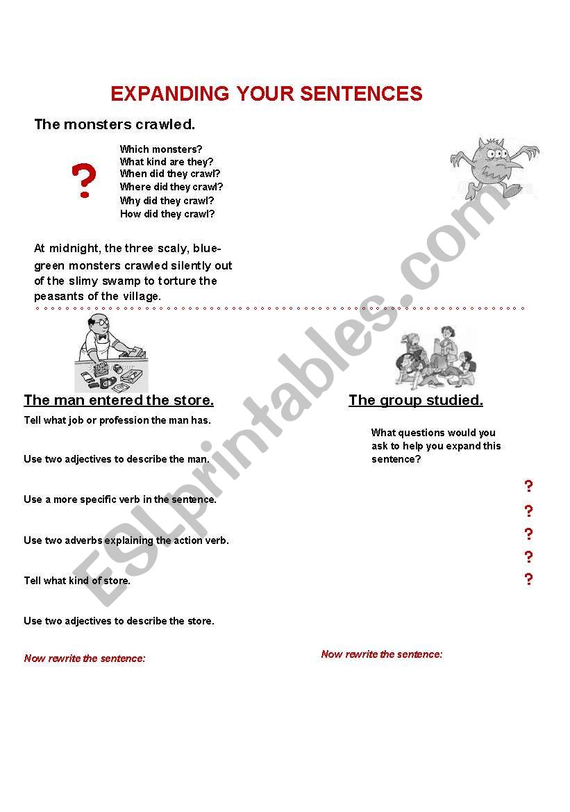 expanding sentences worksheet