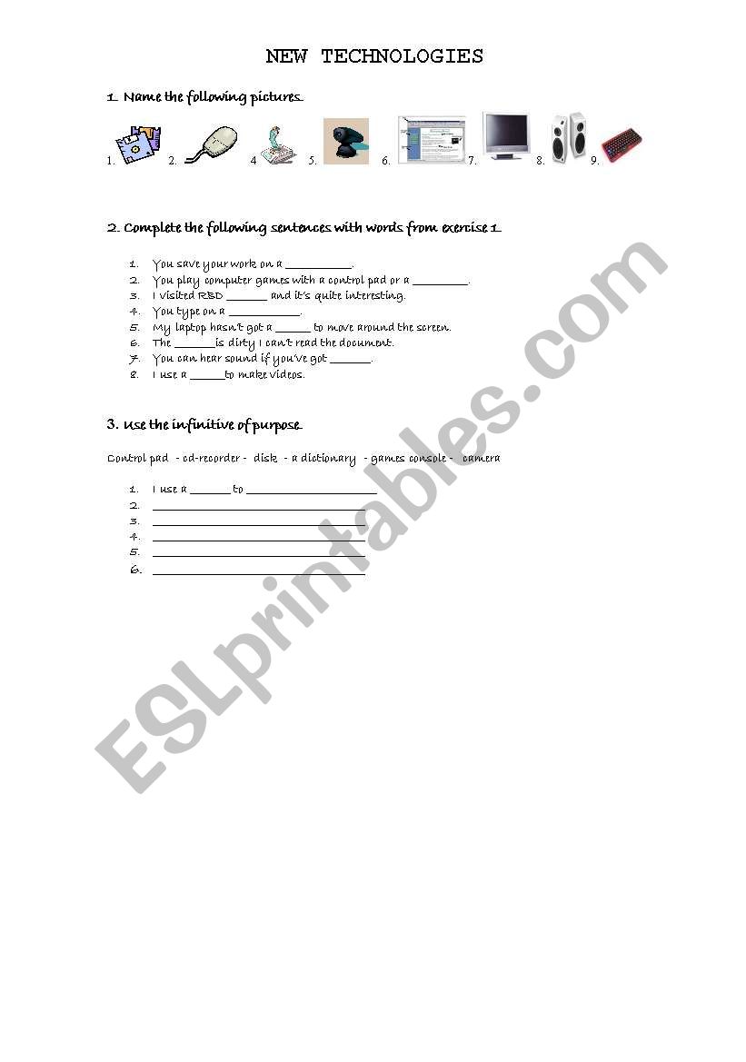 Technologies worksheet