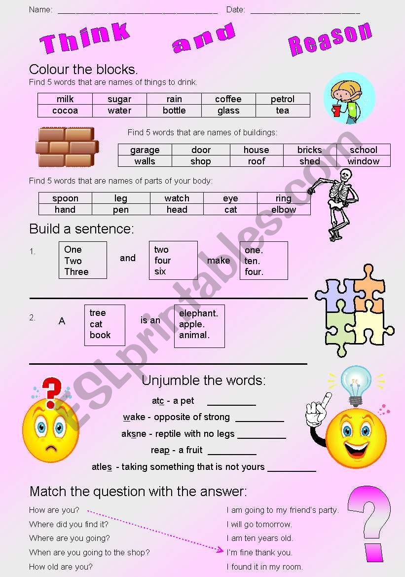 Think and Reason worksheet