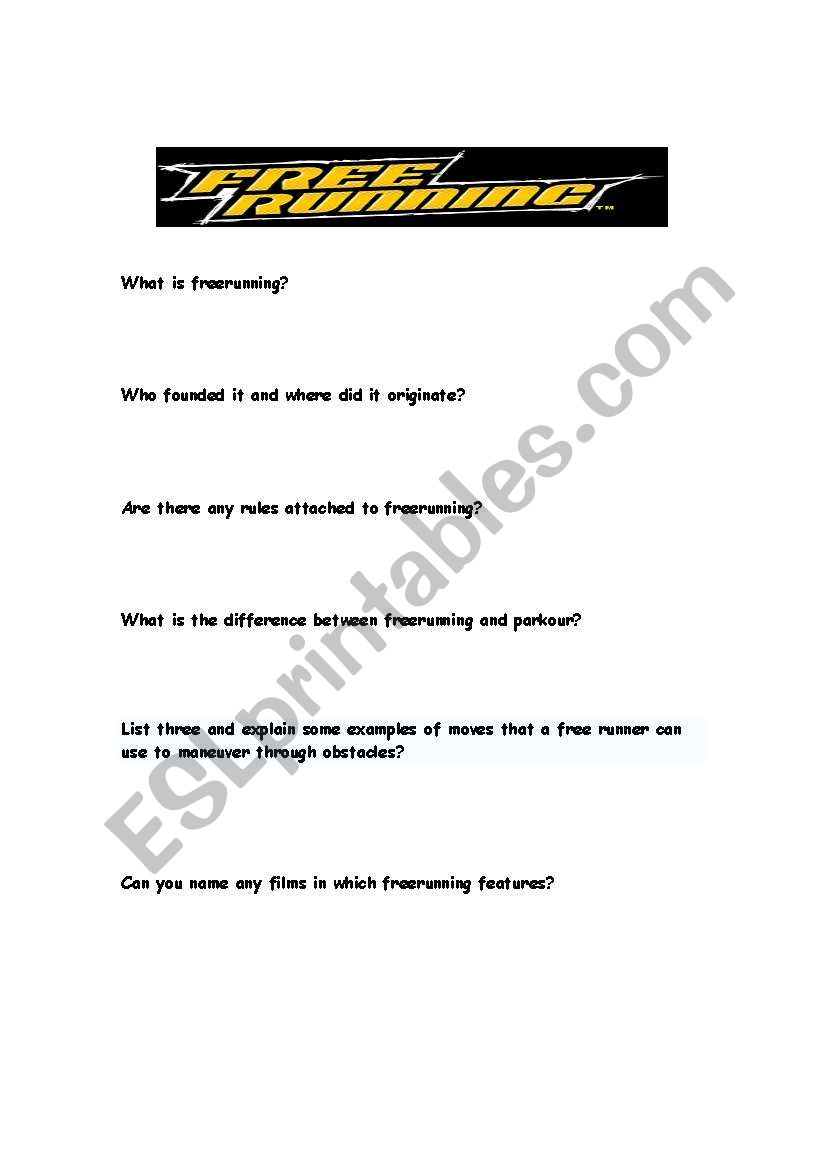 Reading worksheet