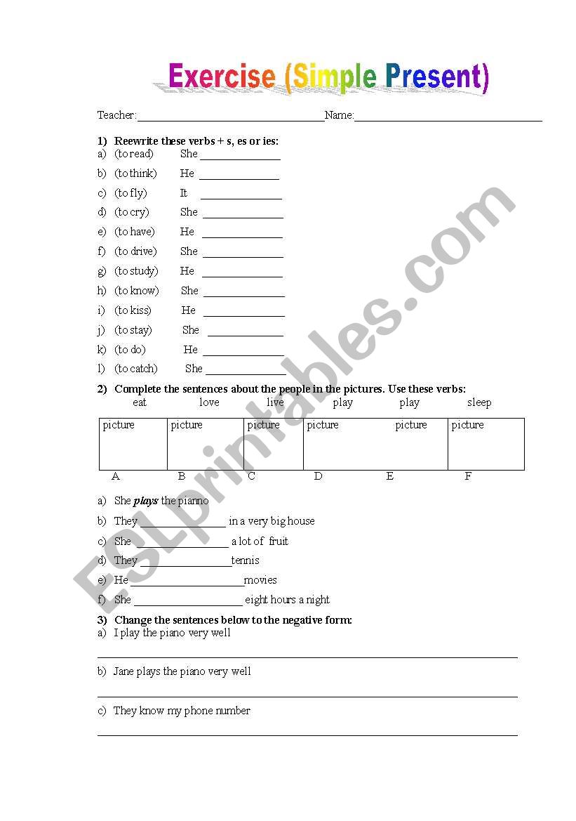 Simple Present Exercise worksheet