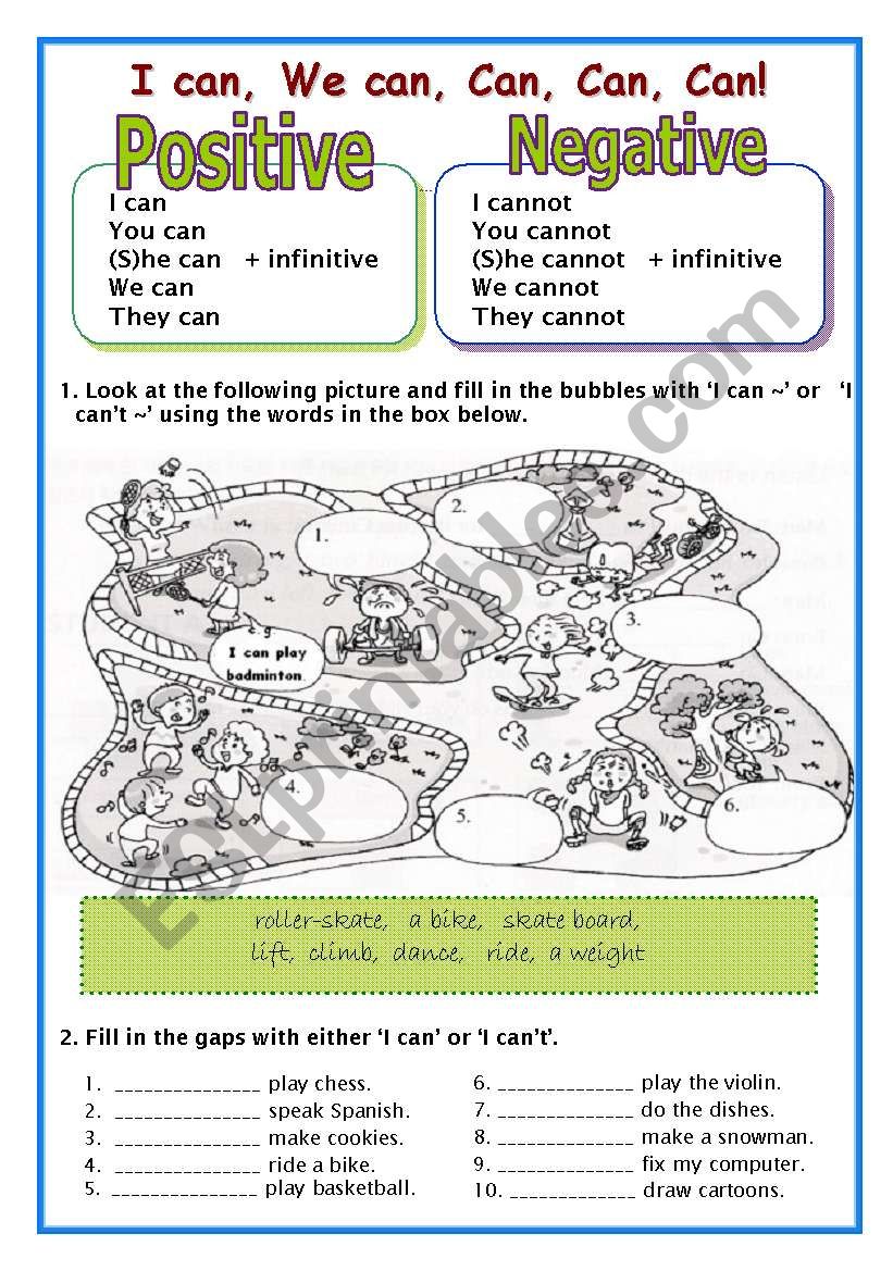 I Can vs. I Cant  worksheet