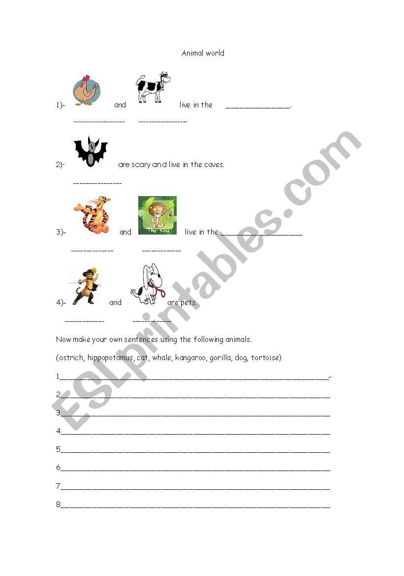 animals worksheet