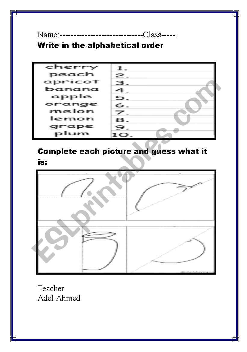 learn about fruits worksheet