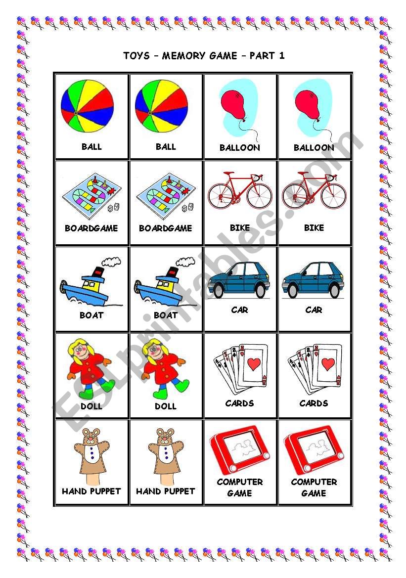 TOYS - MEMORY GAME - PART 1 worksheet