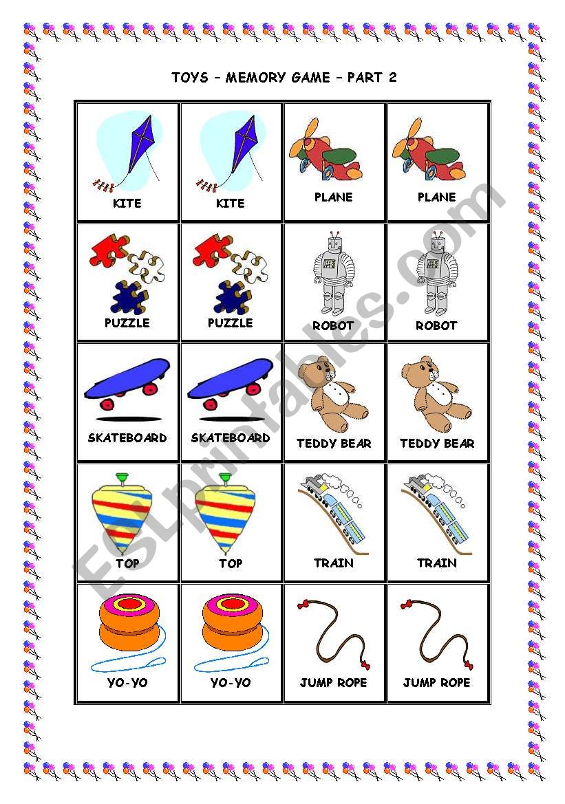 TOYS - MEMORY GAME - PART 2 worksheet