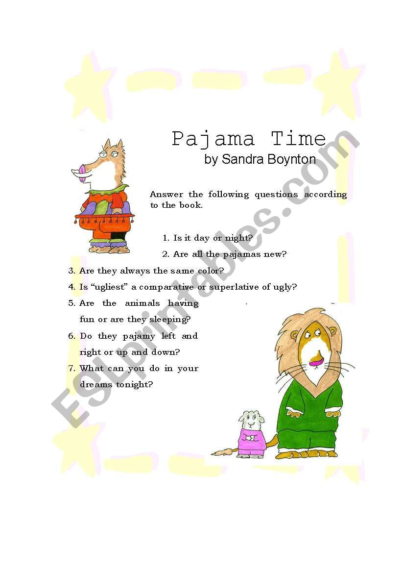 Pajama Time worksheet