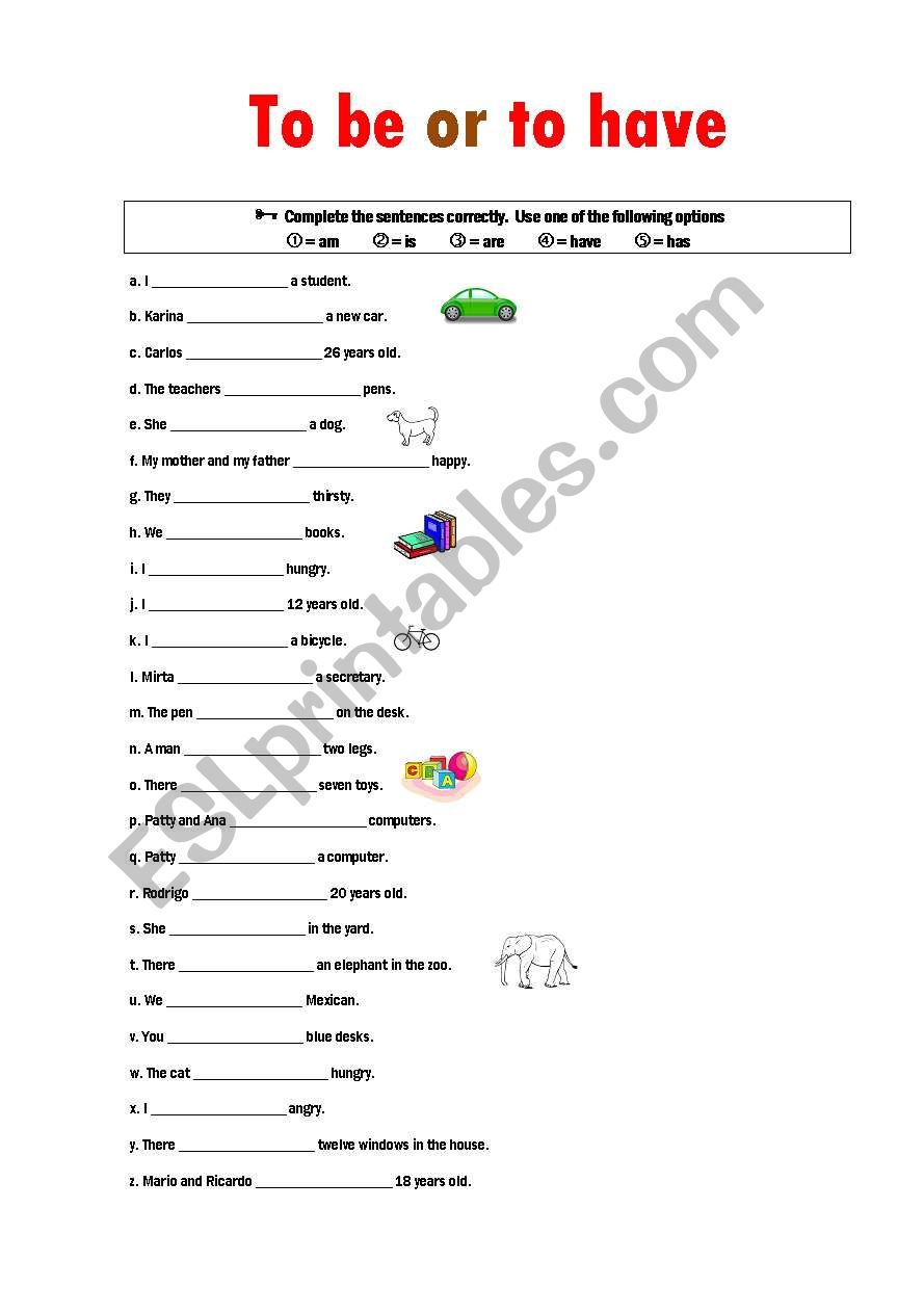 To be or To have worksheet