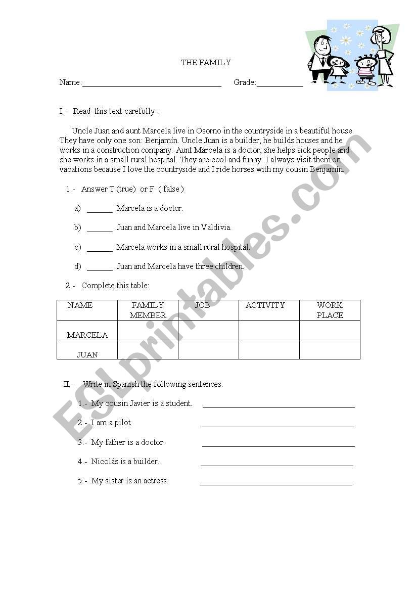 the family worksheet