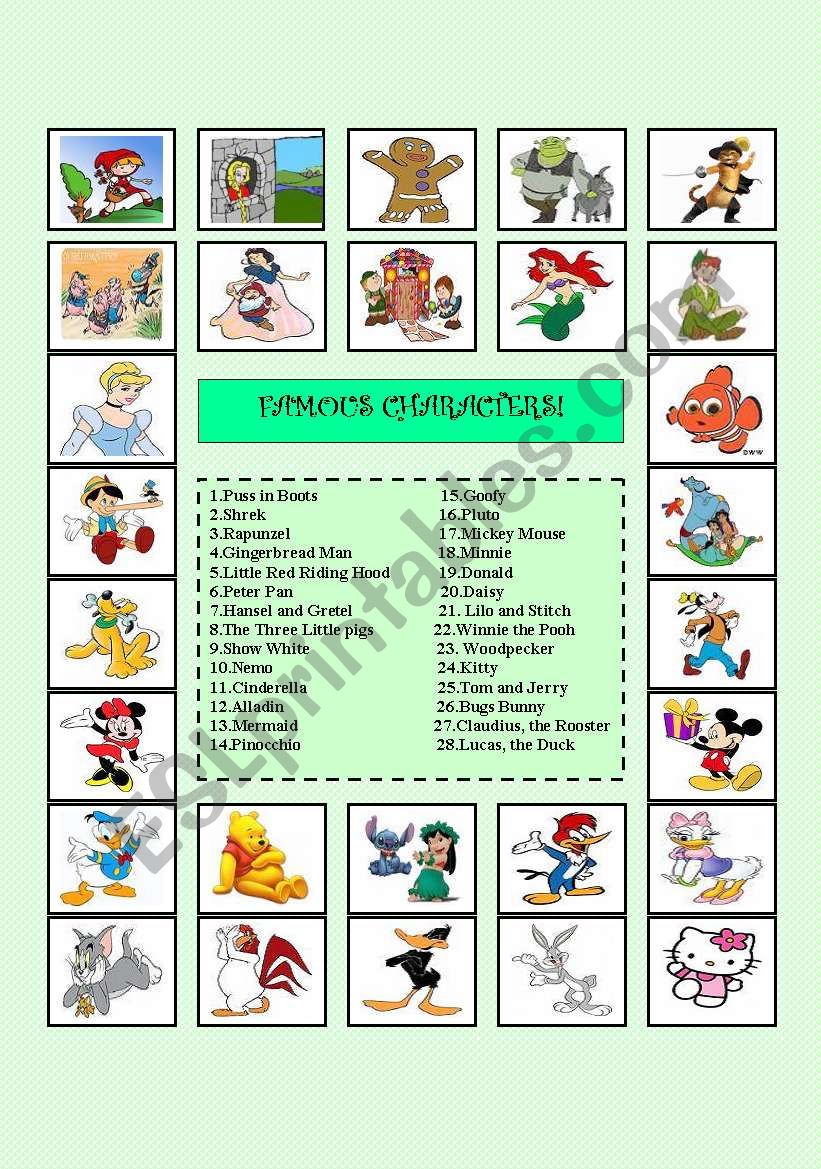 Famous Characters worksheet