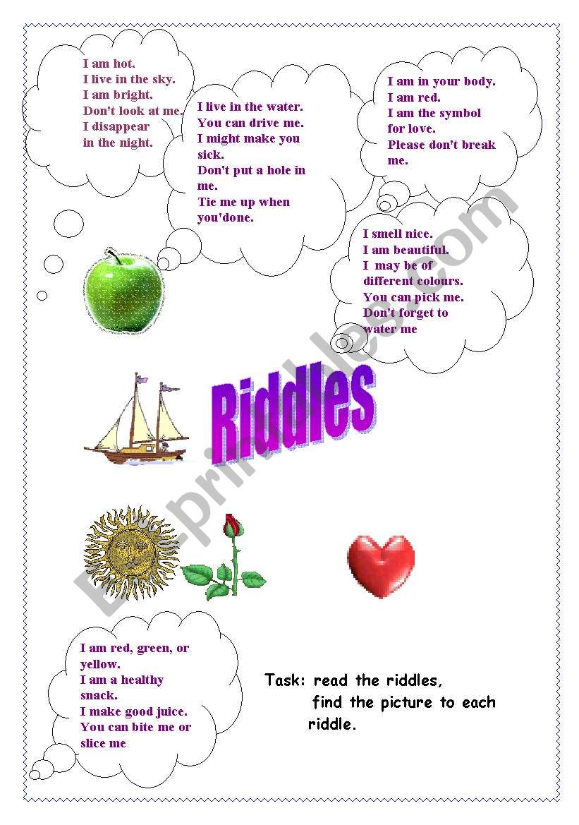 English riddles worksheet