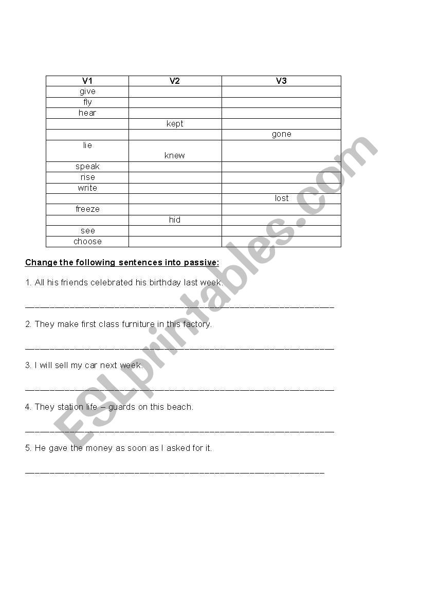 Passive 2 worksheet