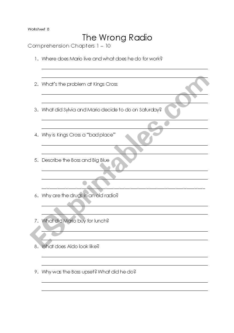 The Wrong Radio worksheet