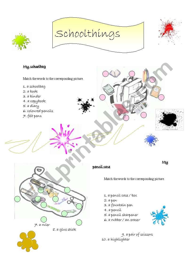 Schoolthings worksheet