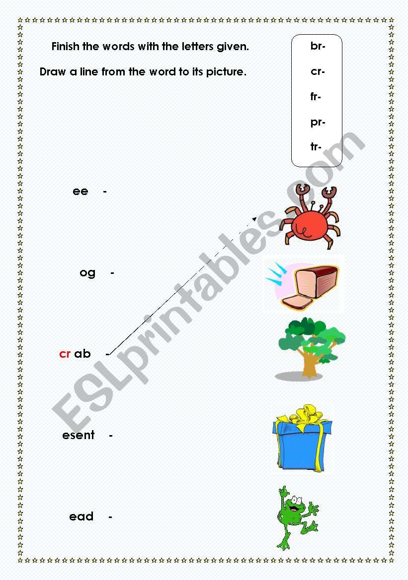 Initial consonant blends worksheet