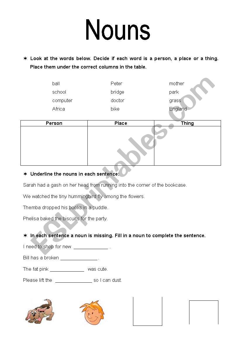 Nouns worksheet