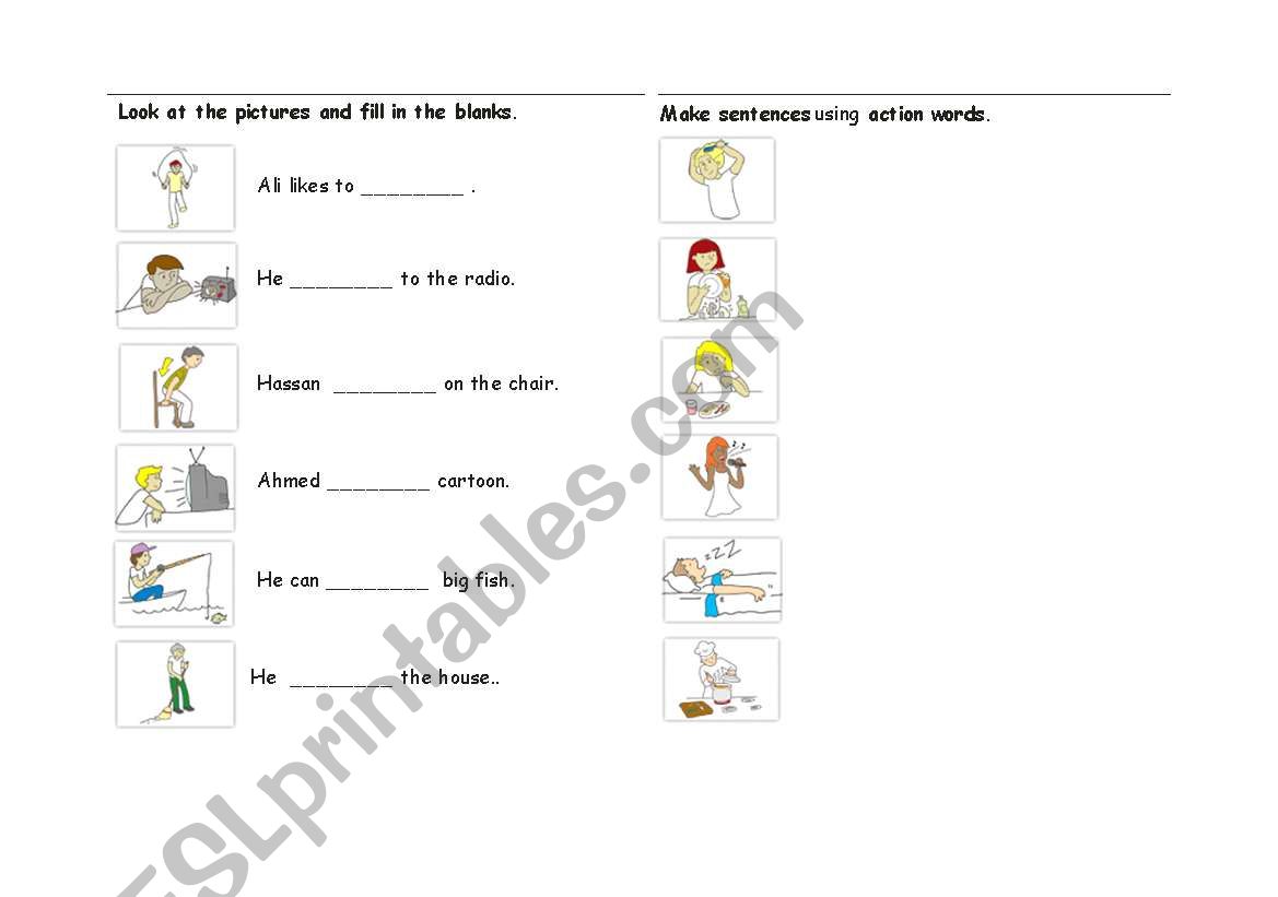 action words worksheet