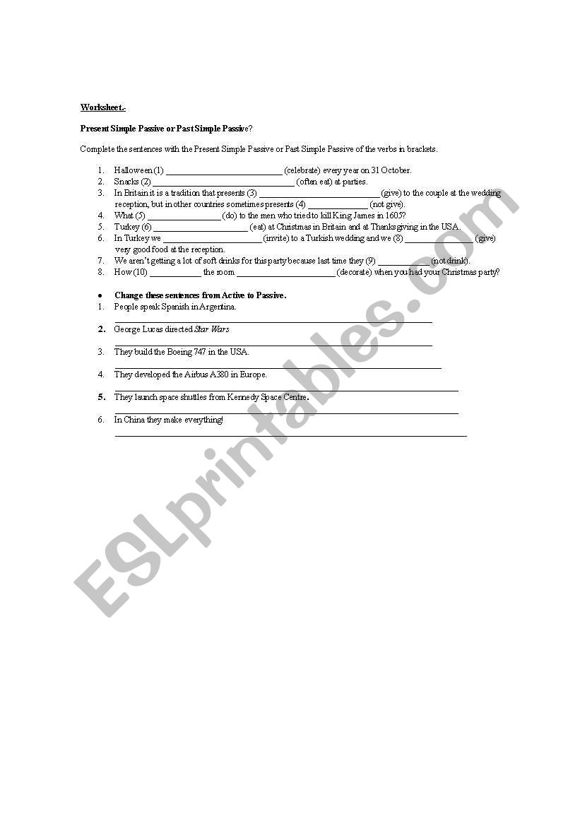 Worksheet Passive Voice worksheet