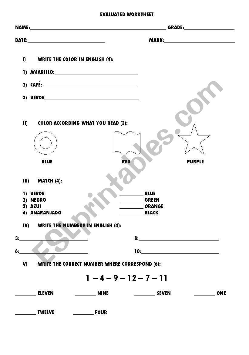 numbers and colors worksheet