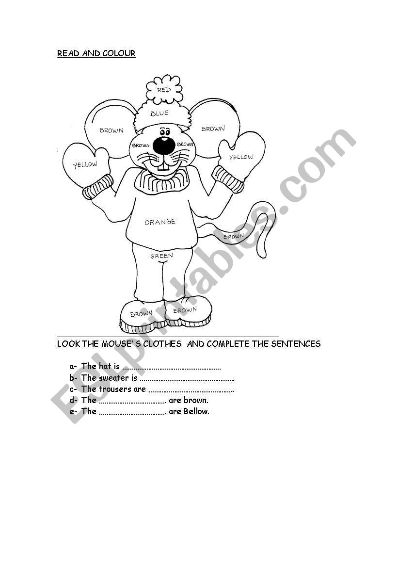 COLOUR THE MOUSE worksheet