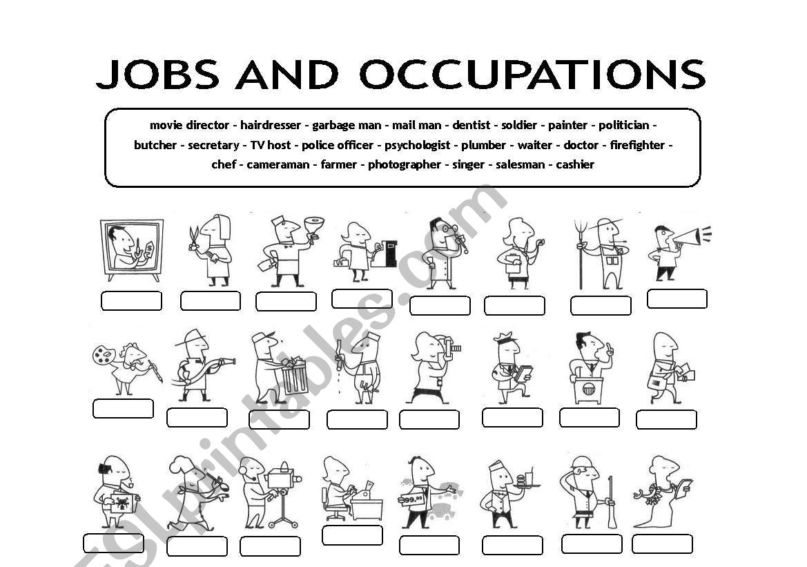 Jobs and Occupations worksheet