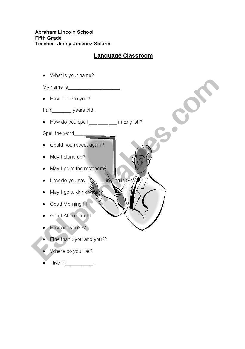 Language -greeting worksheet