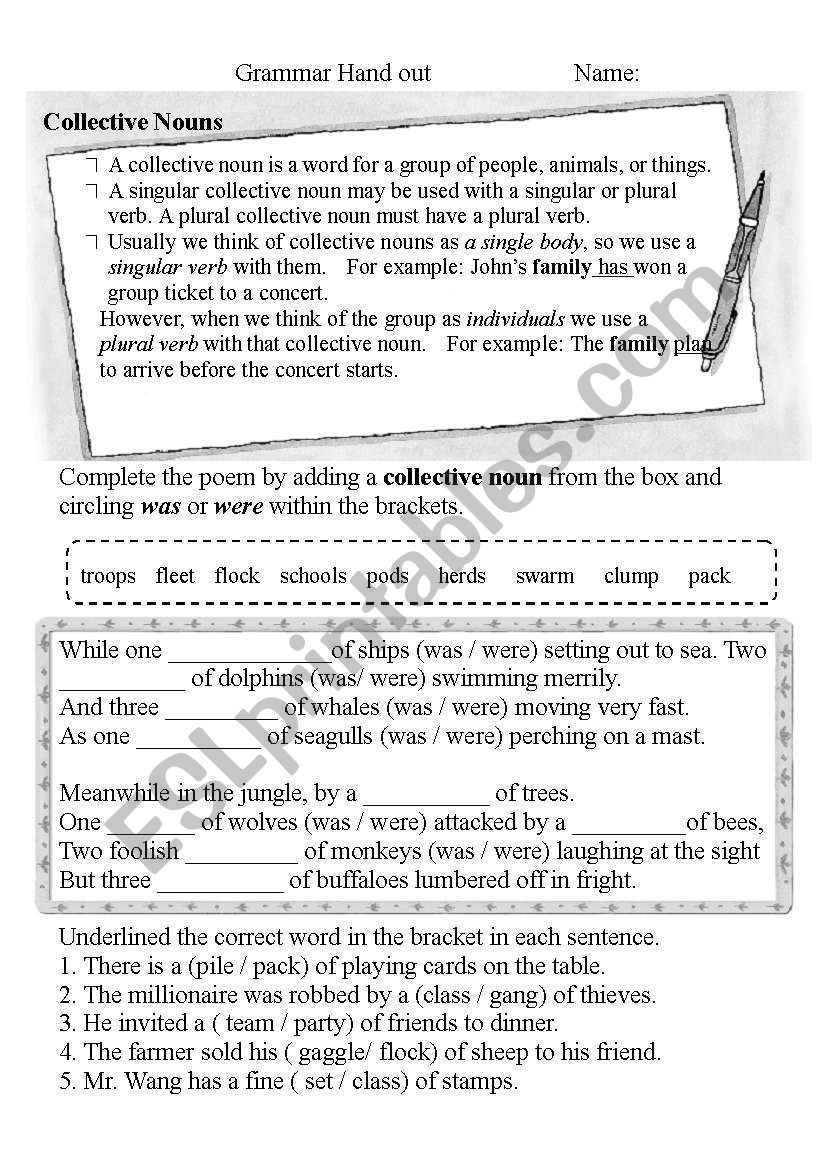 Collective Nouns worksheet