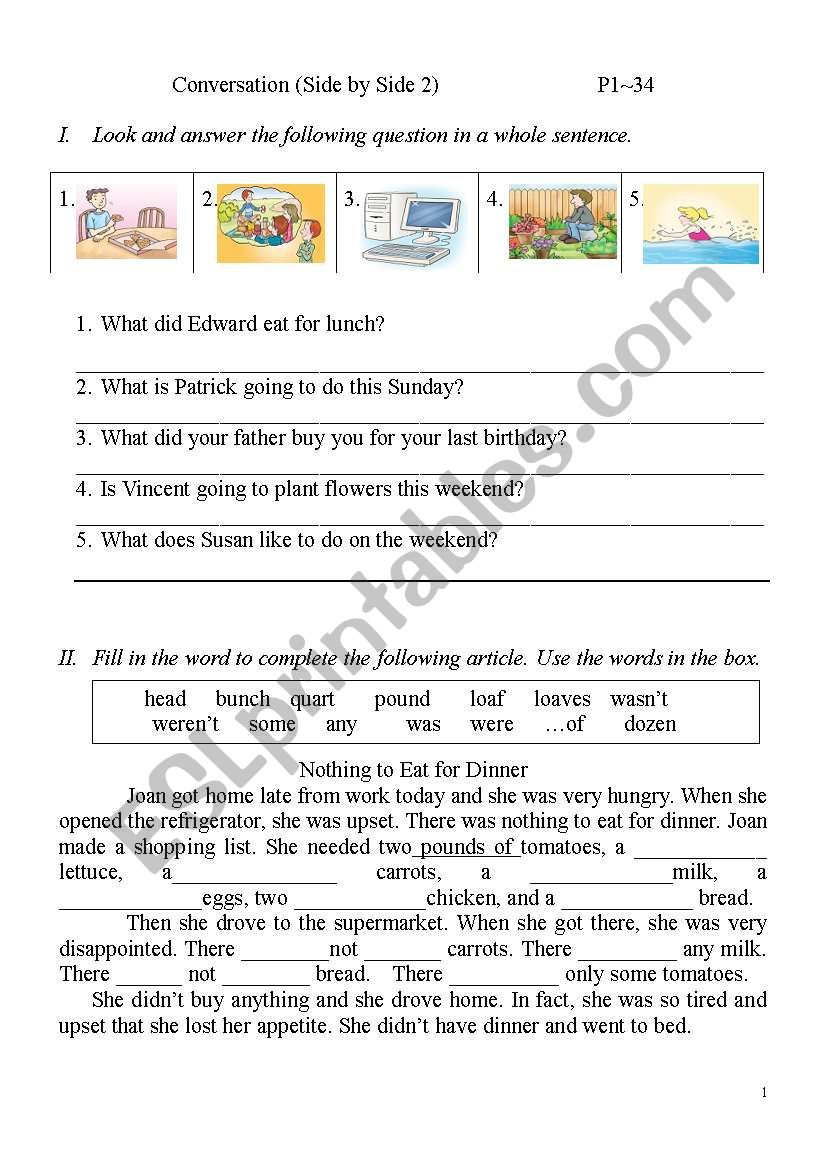 Grammar Review worksheet