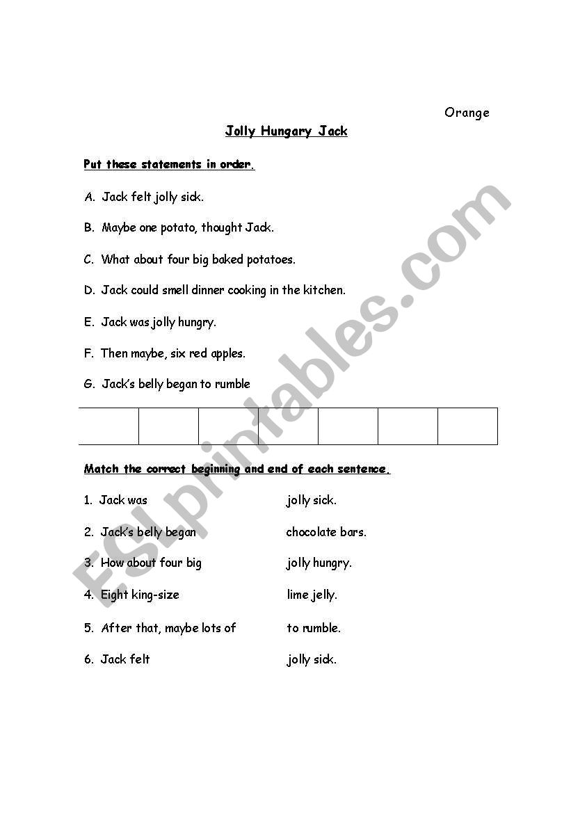 Jolly Hungry Jack   worksheet