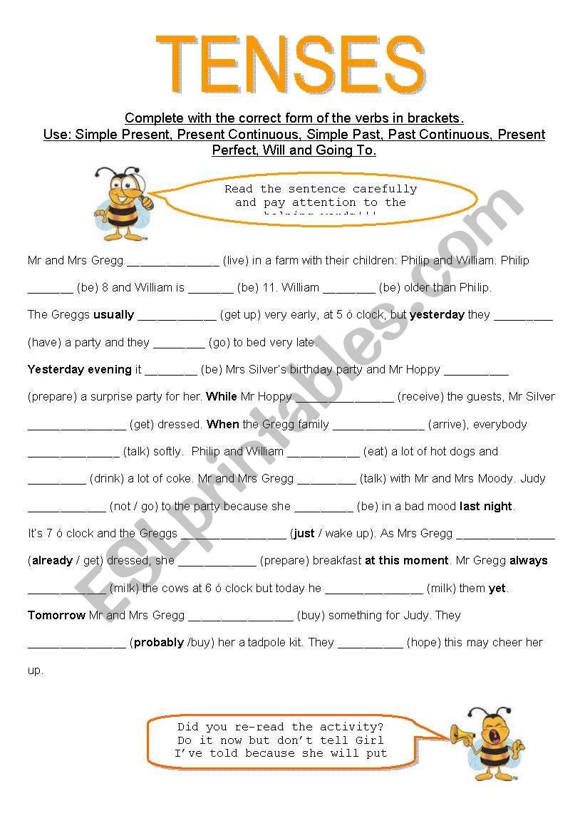 TENSES worksheet