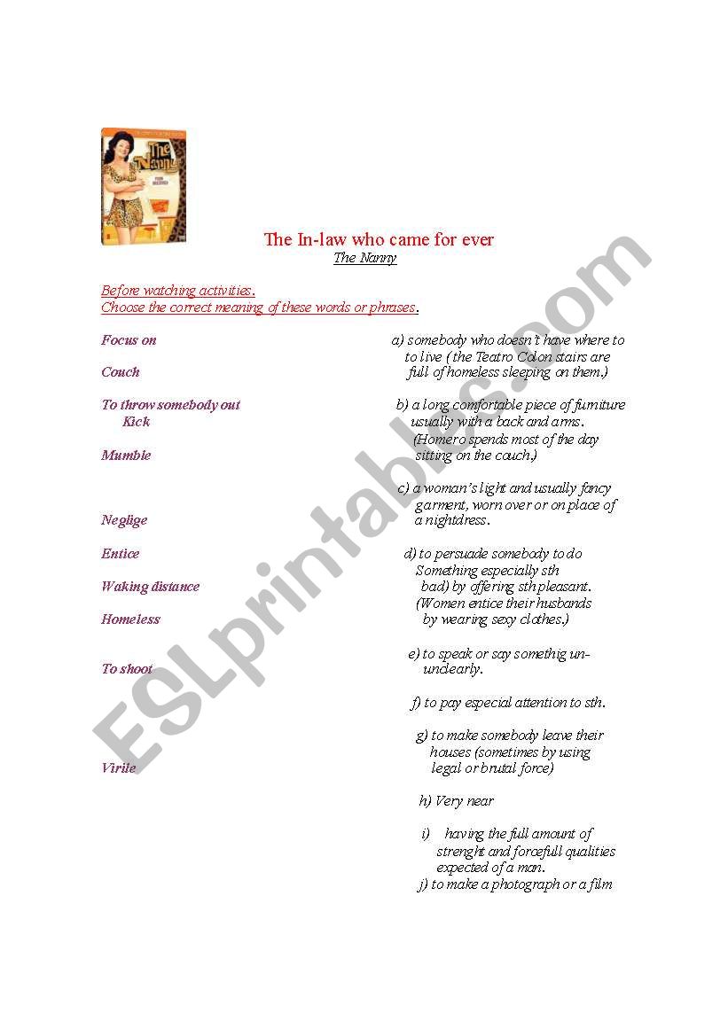 video session the nanny worksheet