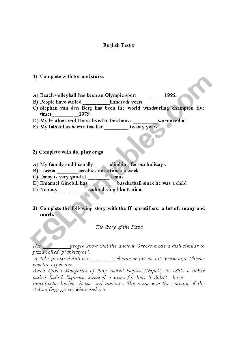 english test for intermediate level