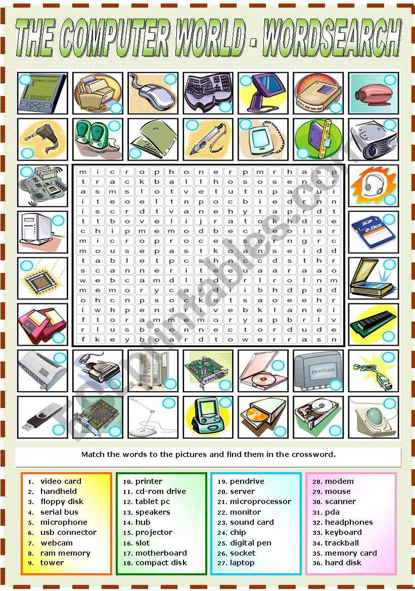 THE COMPUTER WORLD WORDSEARCH (B&W VERSION INCLUDED)