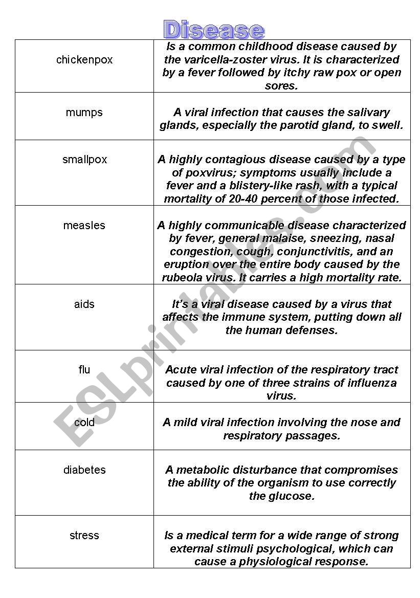 Disease worksheet