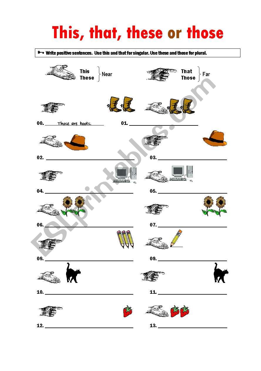 this - that - these - those worksheet